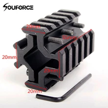 Универсальный 4 рельса на бочке 20 мм Крепление Пикатинни и Вивера с 5 слотами Пистолет Аксессуары для охоты