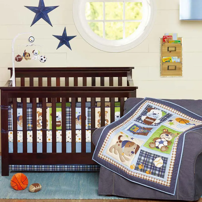 Moonpalace Animals Wild Playing With Balls Crib Bedding Set Sports