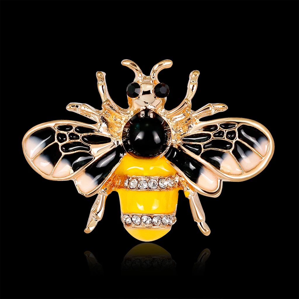 2 Pieces Cute Honeybee with Rhinestone Paved Bug Brooch Insect Lapel Pin Boutonniere Collar Badge Jewelry