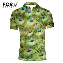 FORUDESIGNS/Высокое качество Для мужчин рубашки павлин шаблон летние шорты рукавом Цветочный принт рубашка Модные свободные Для Мужчин's