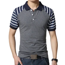BROWON, летняя мужская футболка, топ, короткий, в полоску, рукав, отложной воротник, пэчворк, цветная, Повседневная футболка для мужчин, одежда
