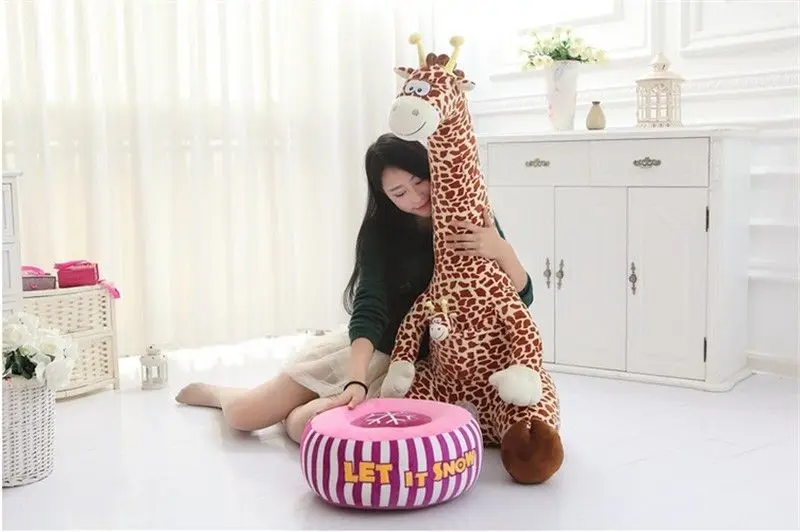 Dorimytrader Pop Lovely Animal Fox Penguin Giraffe Crocodile Sika Deer Kangaroo Baby Sofa Pillow Cartoon Animal Chair Cushion Decoration Gift for Children 50cm DY61997 (9)