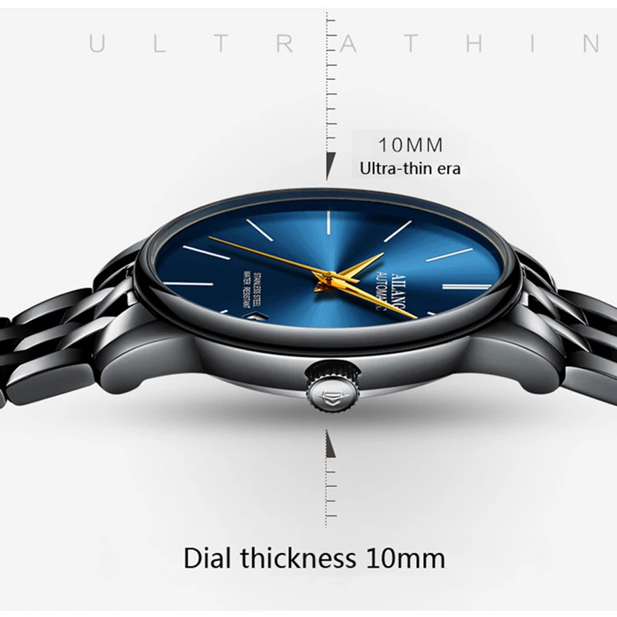 

AILANG Brand Ultra-thin dial Fashion Simple Watches Luxury Men's Mechanical Sports Wrist Watch Leather Male Clock Montre Homme
