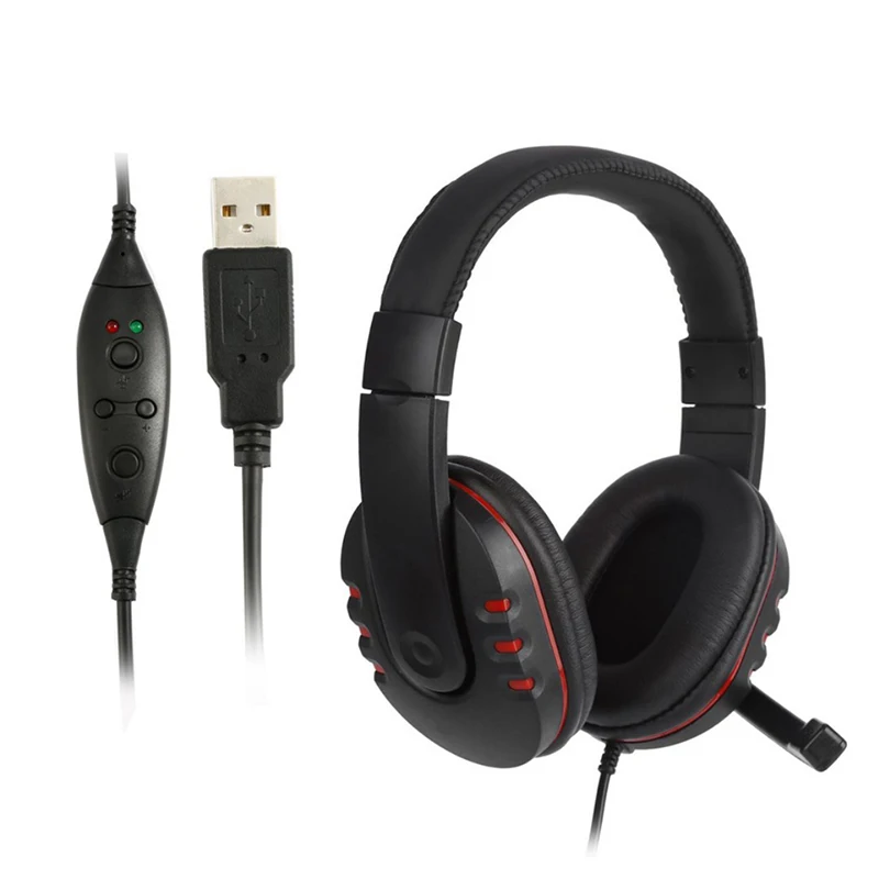 USB Проводная повязка на голову наушники с шумоподавлением стерео наушники с микрофоном 2 м кабель для PS3/PS4 PC игровая гарнитура