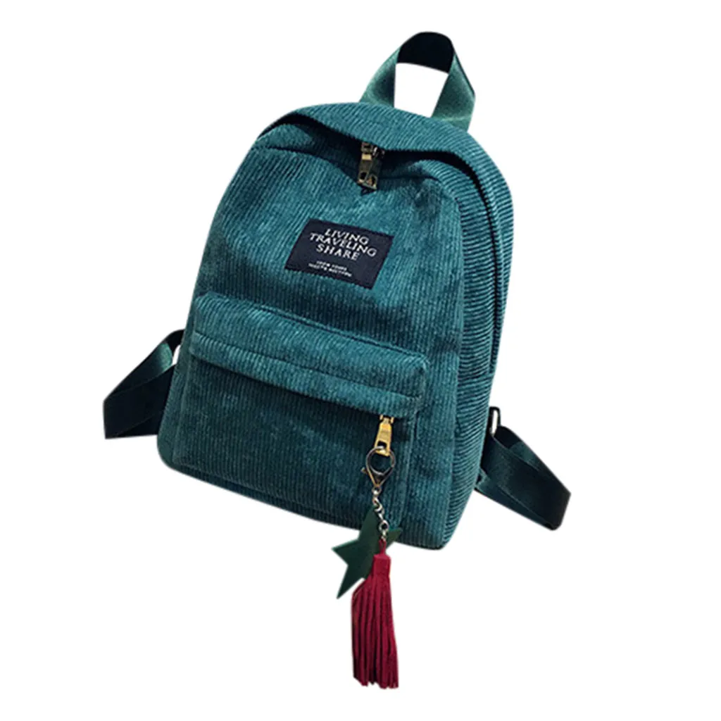 Модные женские Мини-простые вельветовые рюкзаки в стиле кампуса, однотонная Большая вместительная сумка для отдыха с двойным плечевым ремнем, рюкзак