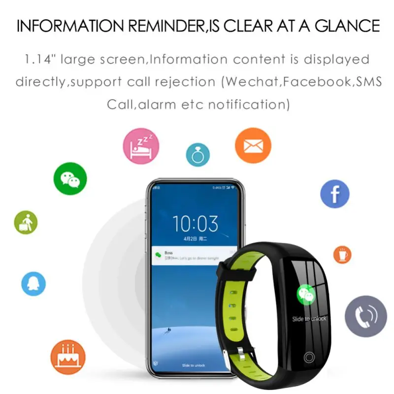  F21 Smart Bracelet Fitness Heart Rate Monitor Activity Tracker Health Wristband Pedometer Smartband - 33058108376
