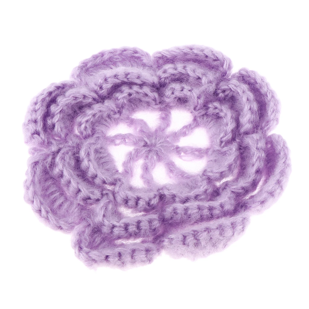 2Pcs Handmade Large Crochet Flowers Crafts Embellishment Applique DIY