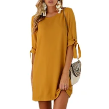 2017 Autumn Summer Dress For Women Roupa Tunic Work Dresses Tie Bow Pencil Casual Wear Clothes
