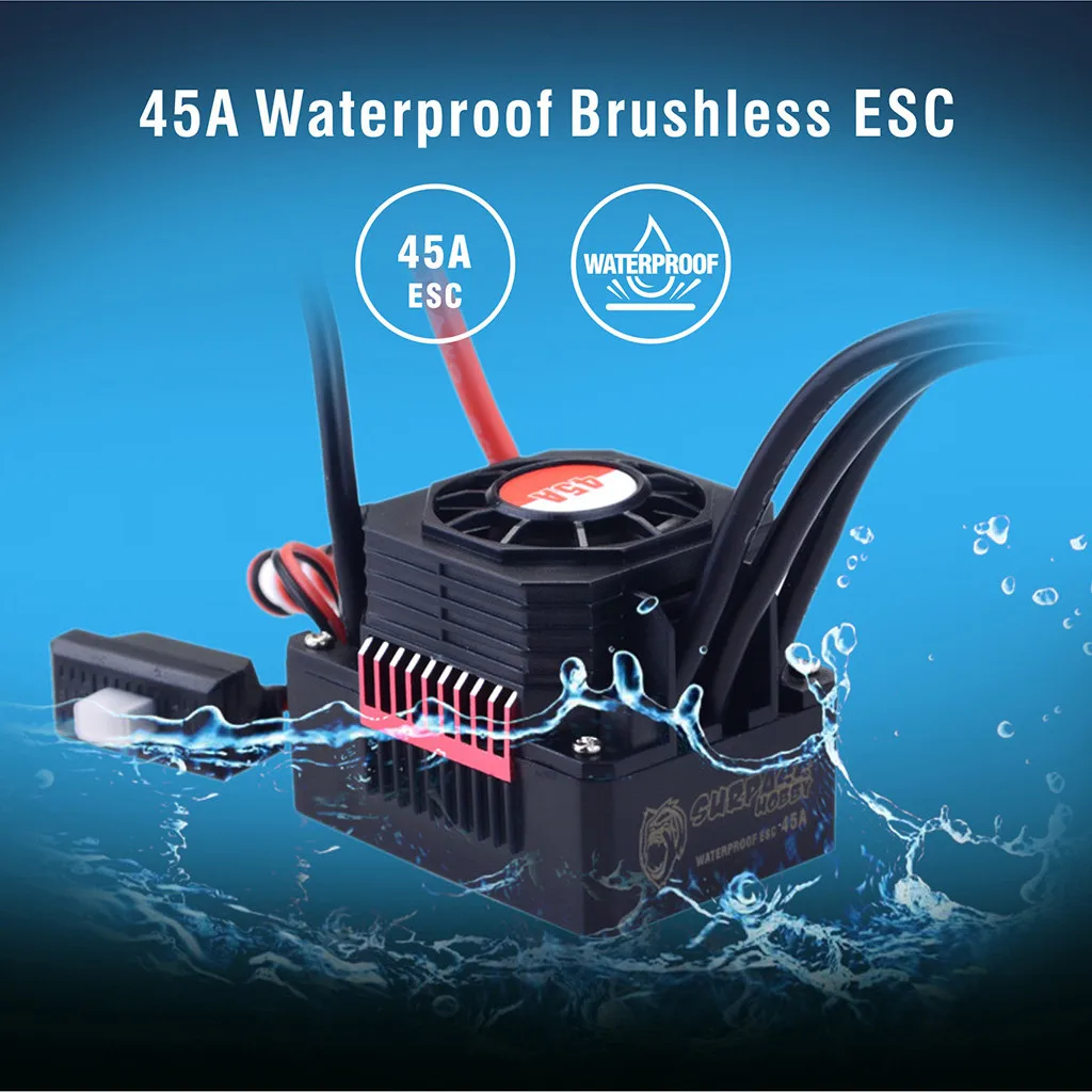 

Waterproof 3650 3100KV Brushless Motor + 45A ESC 2-3S Set for 1/10 RC Car Truck