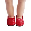 18 inch Girls doll shoes Red PU shoes flat shoes American new born accessories Baby toys fit 43 cm baby s71