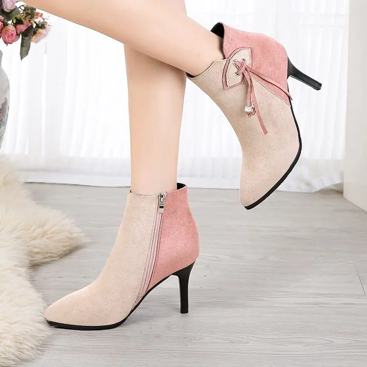 À Pointues noir Nouvelle Stiletto Nu Personnalité Bottes Marée Tube Beige Talons Petit Martin 2018 Court Avec Hauts Sauvage Et OHIXnUUq