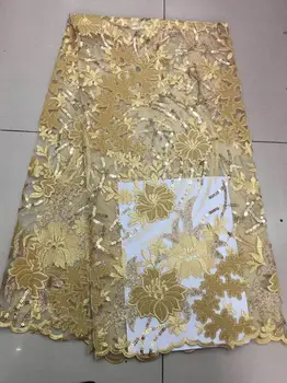 

Tulle with sequins 5yard/lot 2019 sequins latest yellow sequin fabric for sewing dress high quality african lace fabric Green