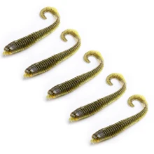 5Pcs 2g/8cm Fishing Lure artificial Soft Bait Silicone Bass Minnow Bait soft worm curly tail grub Jig Head Fly Fishing Pasca