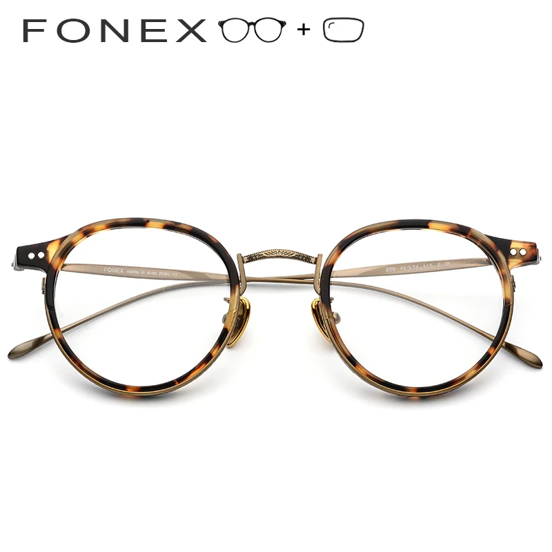 Männer Frauen Optische Myopie Acetat Rahmen Vintage Titan Runde Retro Brillen B 06qwfIc