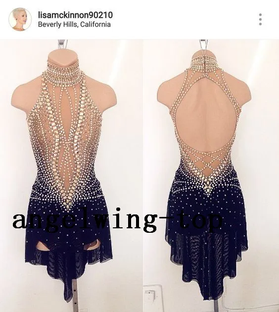 custom figure skating dress blue girls ice skating dresses women