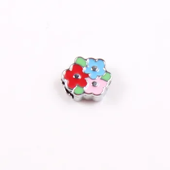 

20pcs/lot Mixed Color Enamel 8mm Flower Slide Charms Fit Pet Collar DIY Necklace & Bracelet