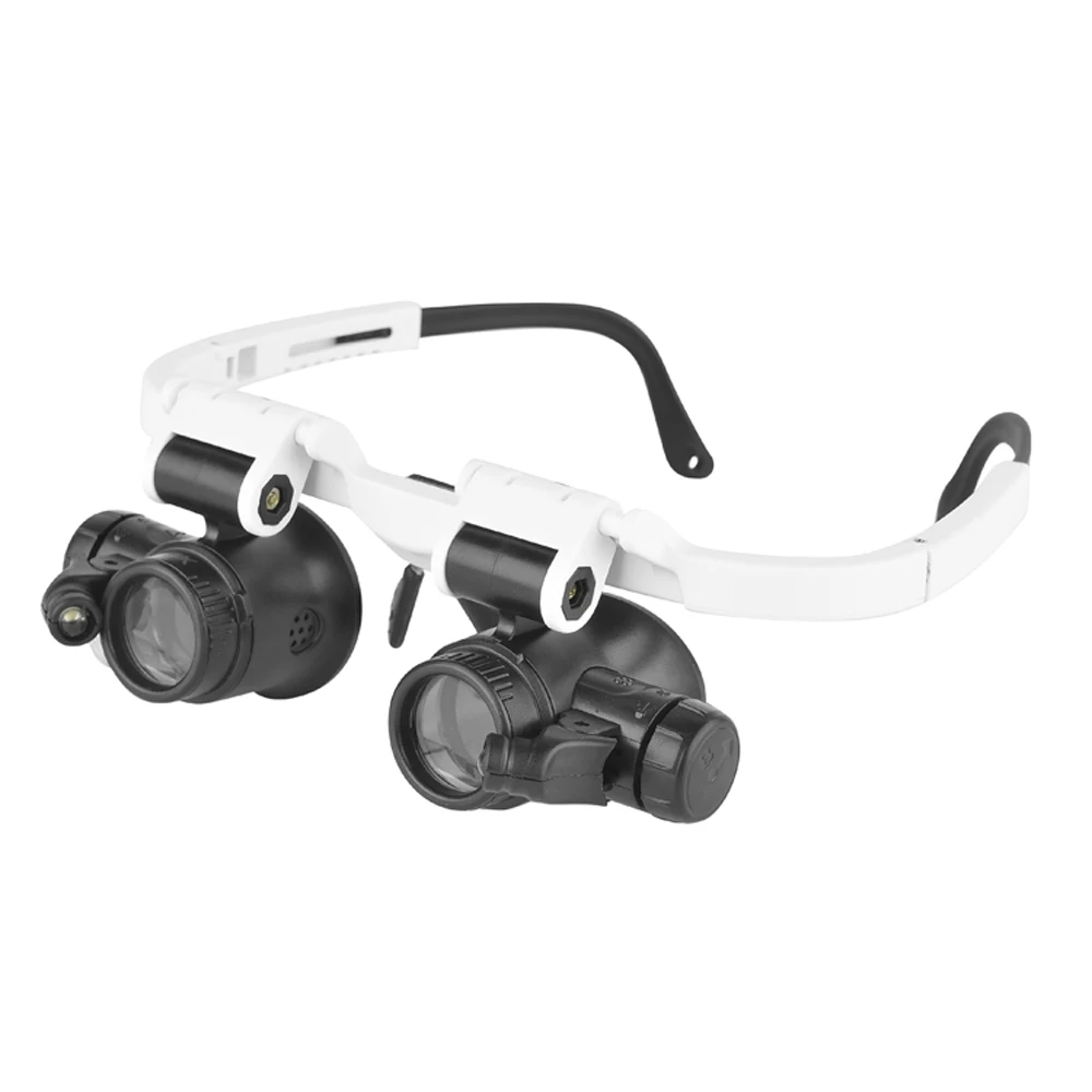 

Led Light Lamp Double Eye Glasses Loupe Lens Jeweler Watch Repairing Measurement Top-Mounted Magnifier 8X/15X/23X 9892H-1
