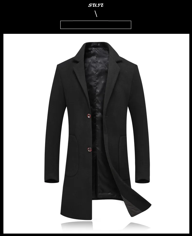 2018 осень и зима модное пальто для мужчин Шерсть повседневное мода slim fit Тренч мужчин, классический мужской пиджак