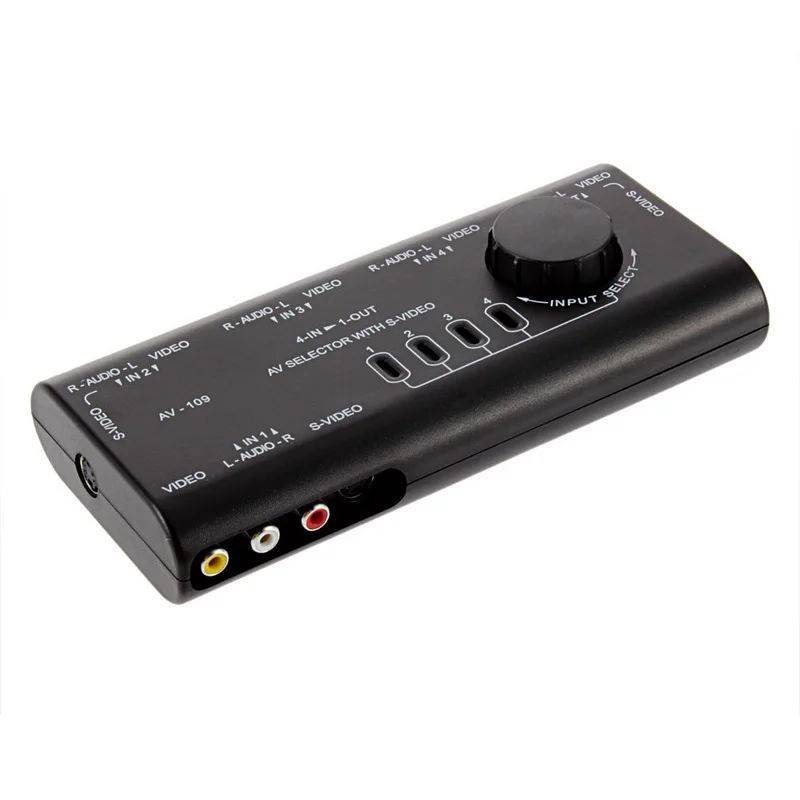 Onsale 1pc 4 in 1 out Audio Video Signal Switcher Splitter Selector High Quality AV RCA Switch Box + RCA Cable Mayitr