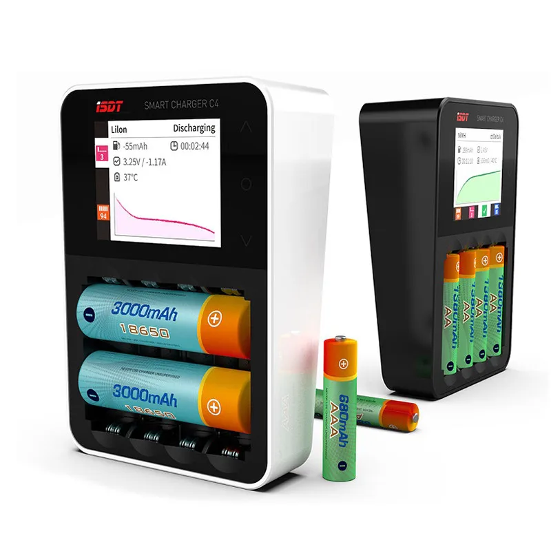 

Original ISDT C4 8A Touch Screen Smart Battery Charger With USB Output For 18650 26650 AA Battery