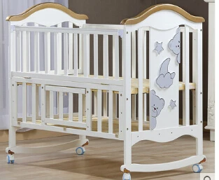 Cradle crib wood Europe type multifunctional white baby bed Baby beds with mosquito nets