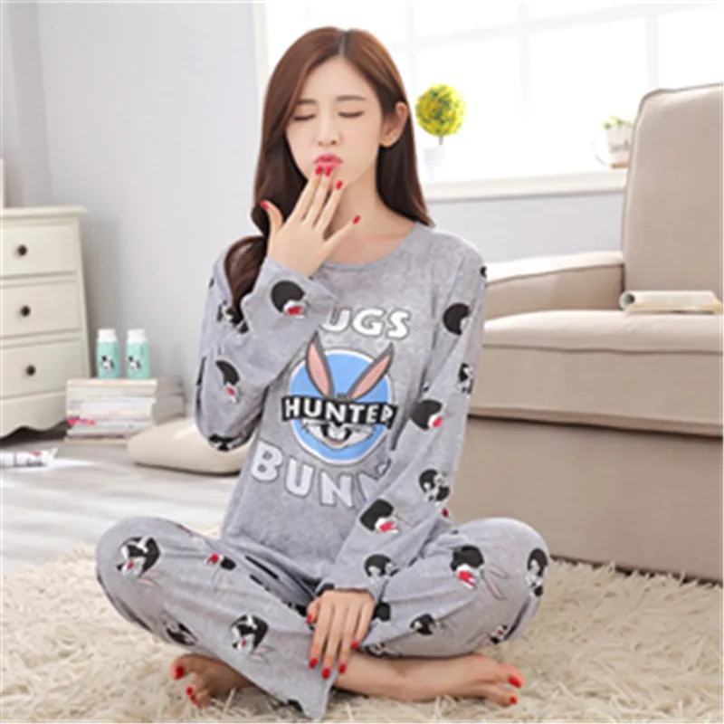 Spring Autumn cotton sleepwear Couples pajamas set cute