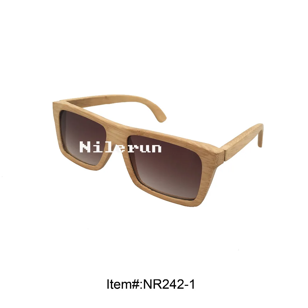 

rectangle natural bamboo frame sunglasses with gradient grey lenses