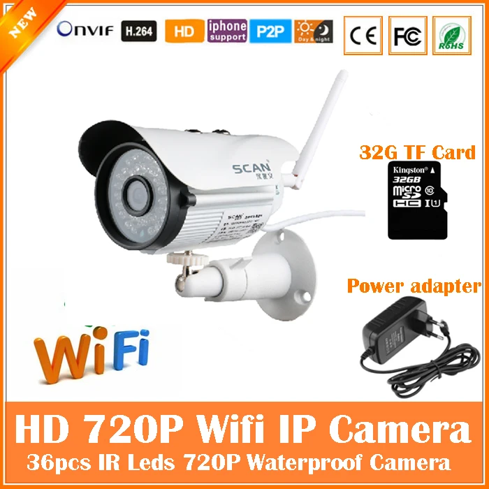 720P Bullet IP Camera Wifi 1.0mp Motion Detection Outdoor Waterproof Mini White CCTV Surveillance Security CCTV Freeshipping 