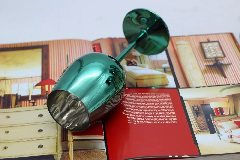 Креативный зеленый цвет металлическое стекло с бокалом шампанского вина Кубок Свадебные украшения комнаты Зеленый Кубок