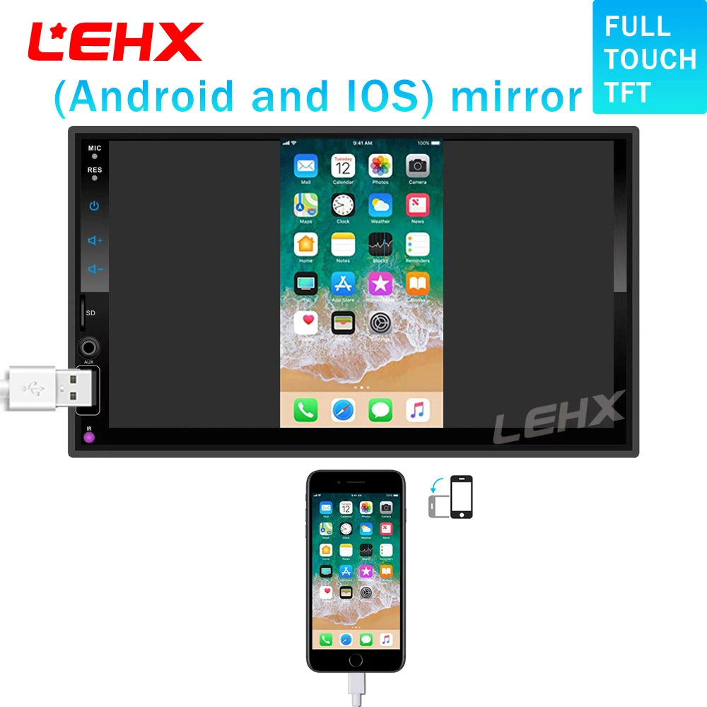 LEHX авто радио Автомобильный MP3-плеер автомобильный 7-дюймовый HD Bluetooth MP5 плеер Iphone