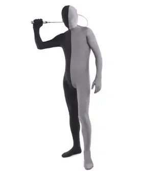 

Black And Gray Spandex Lycra Split Zentai Full Body Outfit