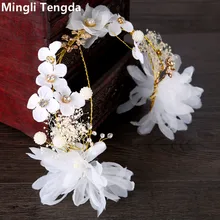 Mingli Tengda Новая мода Цветы Свадебный Головные уборы сладкий и элегантный невесты оголовье свадебные аксессуары cheveux pour femme