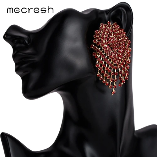 Mecresh богемные массивные Серьги-кисточки для женщин этнические цветные большие висячие серьги с кристаллами модные ювелирные изделия MEH1247 - Окраска металла: Red