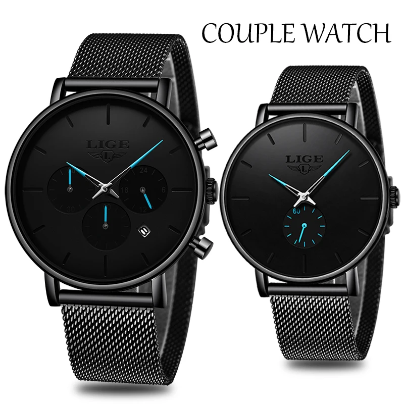 

LIGE Mens Business Dress Watches Luxury Casual Waterproof Sports Watch Men Fashion Dial Quartz Slim Mesh Watch Relogio Masculino