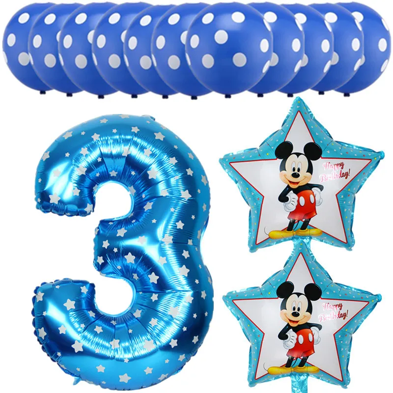 13 шт./лот, цифровые шары 1, 2, 3, 4, 5, 6, 7, 8, 9, фольгированные шары на день рождения для детей, украшение на день рождения, латексные воздушные шары в горошек для малышей - Цвет: blue 3