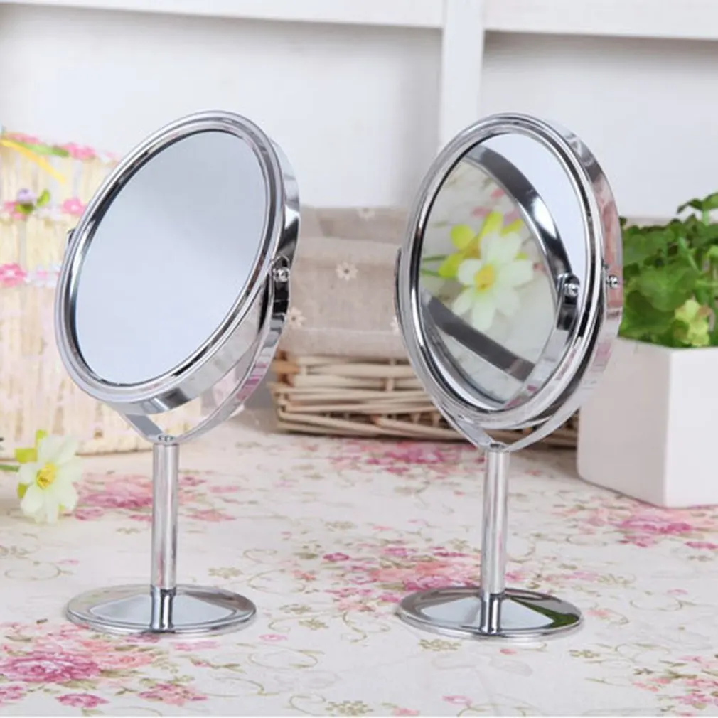 Корейское металлическое зеркало для макияжа, туалетное зеркало, настольные Rotating1: 2 функции увеличения, женские инструменты для макияжа