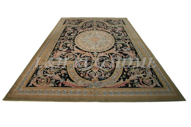 

Free shipping 12'x18' 90Line Aubusson Design Savonnerie rug hand knotted wool renaissance carpet for home decoration
