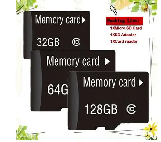 Карт памяти Micro SD карта 1 Гб 2 ГБ 4 ГБ 8 ГБ 16 ГБ 32 ГБ класс 10 Microsd TF карта флеш-накопитель+ адаптер 50 шт./1 сумка