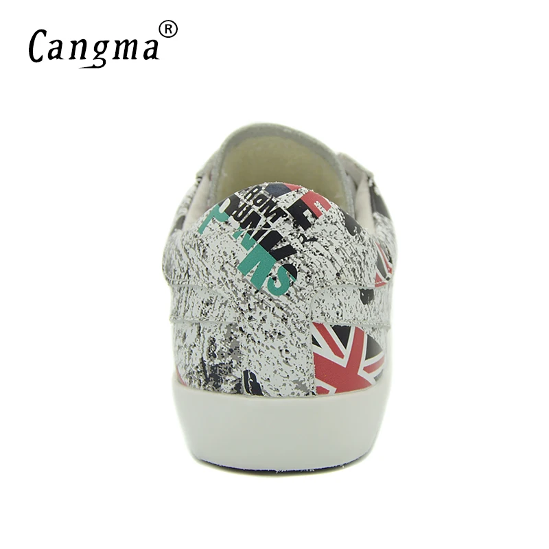 Женские кроссовки из натуральной кожи с принтом на плоской подошве|designer flat shoes|flat