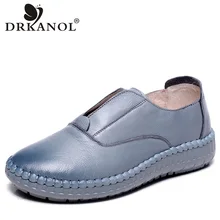 DRKANOL/ г. Новая женская обувь женская повседневная обувь из натуральной кожи ручной работы на плоской подошве мягкие лоферы с закрытым носком на плоской подошве без застежки