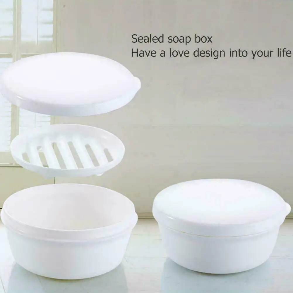 

Portable Drain Soap Dish Box Case Holder Container Drain Layer Travel Washing Soap Box with Lid Seal Leak-proof Dish Supplies