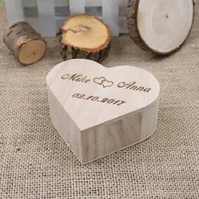 Деревенские Свадебные персонализированные деревянные коробки для колец любовь сердце гравировка на заказ невесты и жениха деревянные обручальные кольца коробки Вечерние