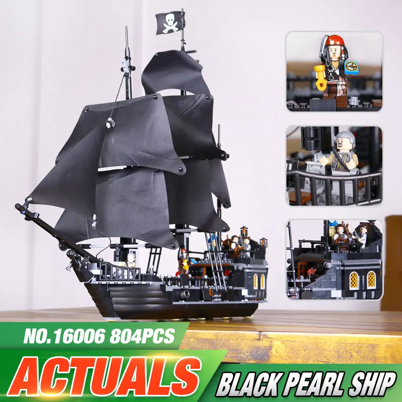 

16006 Pirates of the Caribbean The Legoing 4184 Black Pearl Building Blocks Bricks Assembly Ship Model Toys For Children Gifts