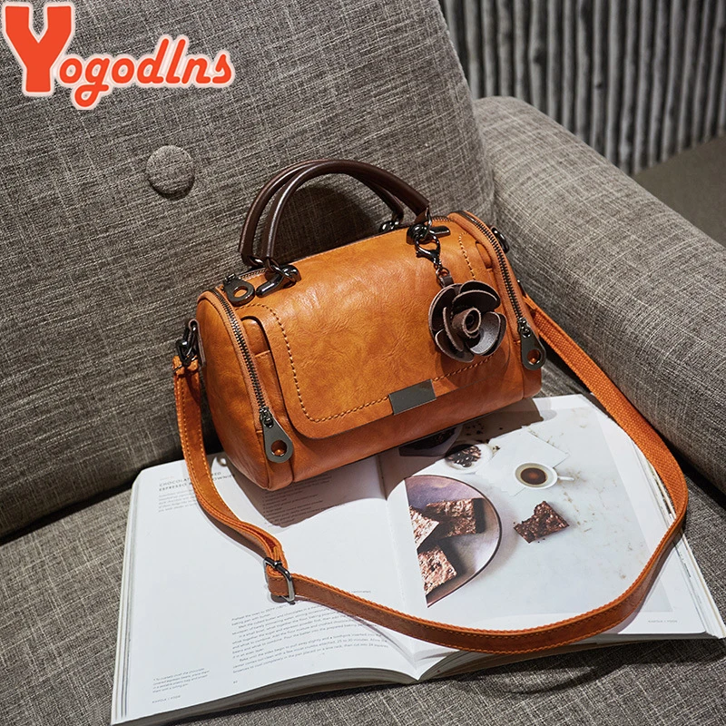 Yogodlns 2019 جديد الزهور قلادة حقيبة يد المرأة أزياء حقائب بوسطن حقيبة كتف مفردة السيدات crossbody حقيبة بو حقيبة ساعي