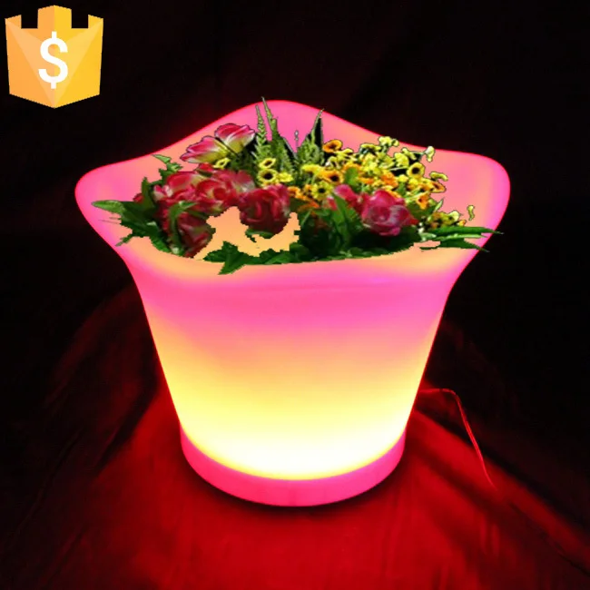 

Free Shipping 12pcs/Lot Glowing lighting LED flower pots RGB led flower pot ,led round vase,LED beer barrel