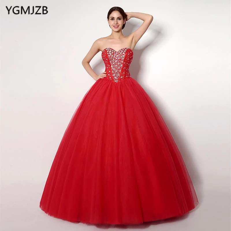 Buy Cheap Red Quinceanera Dresses Sweetheart Beaded