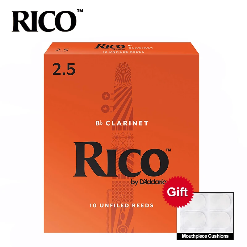 RICO Clarinet Reeds Clarinet Strength Reeds Bb 2.0 #, 2.5 #, 3.0 # Yellow Box 10