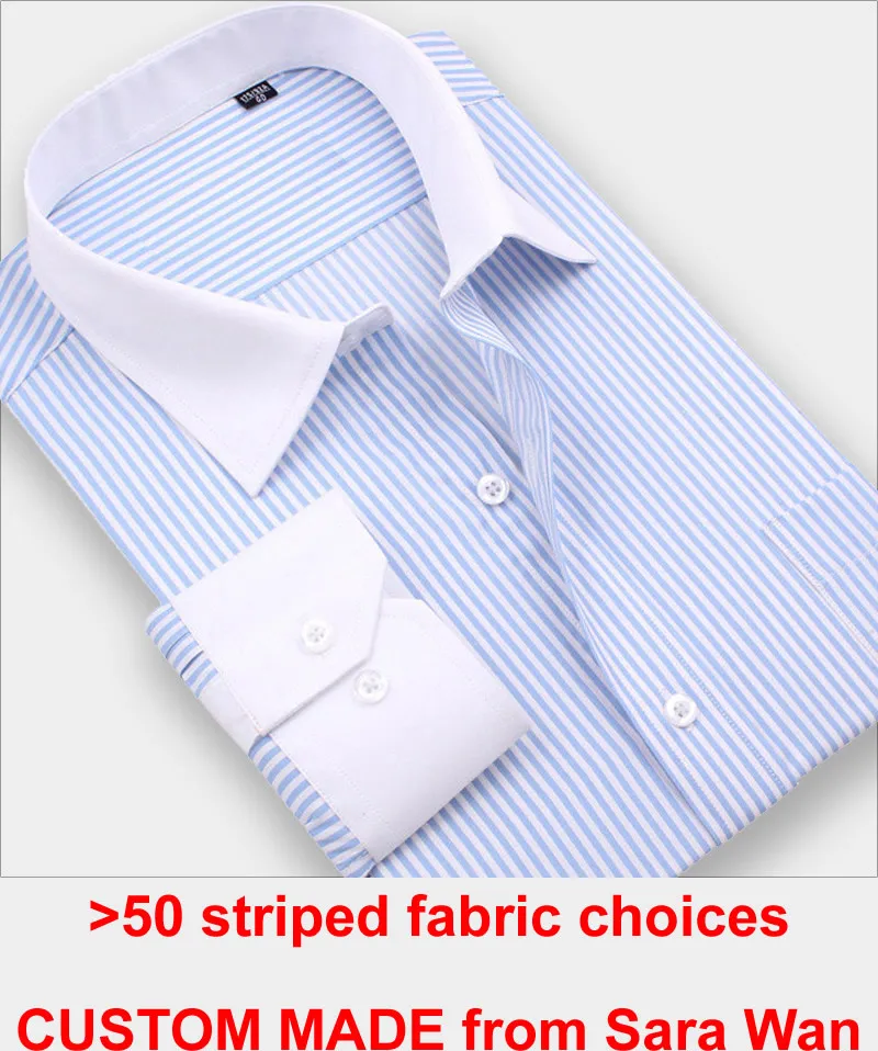 Meilleur Custom Made Chemise Rayée Hommes Mens Robe Chemises Français Manchette, sur mesure À Fines Rayures Robe Chemise Mince À Manches Longues 100% Coton Chemise
