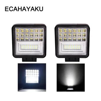 

ECAHAYAKU 2pcs 4 inch 126W Off road LED Work Light bar combo Beam 12V 24V 4x4 UAZ Driving Fishing Fog Light for car styling auto