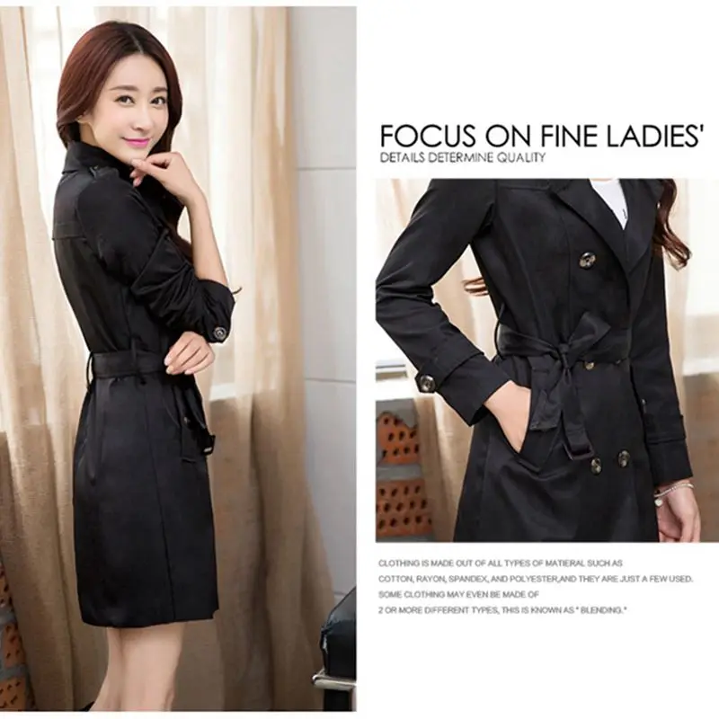 womens trench coats twotwinstyle collar Double Breasted Elegant long coat  loose plus size middle age women coats  duster coat